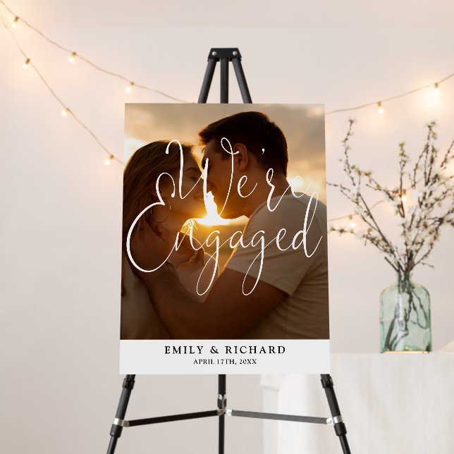 We're Engaged Engagement Party Photo Welcome Sign (In Situ (Stand))