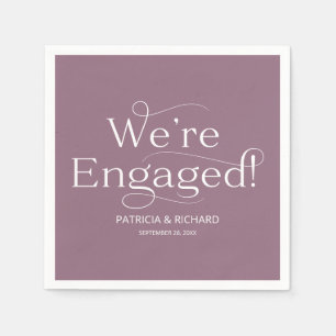 We're Engaged Engagement Party Purple Napkins