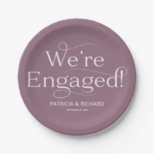We're Engaged Engagement Party Purple Paper Plates