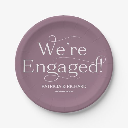 Were Engaged Engagement Party Purple Paper Plates
