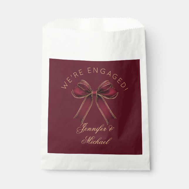 We're engaged Engagement party Red Bow luxury Favor Bag (Front)