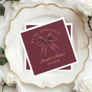 We're engaged Engagement party Red Bow luxury Napkins