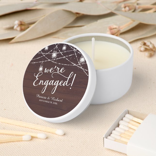 We're Engaged Engagement Party Rustic Chic Mini Candle Favors (Insitu)