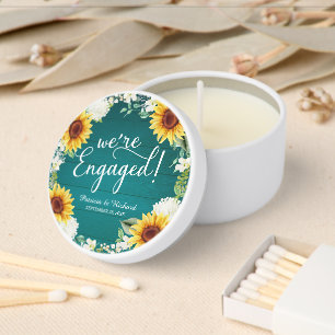 We're Engaged Engagement Party Rustic Sunflower Mini Candle Favors