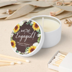 We're Engaged Engagement Party Rustic Sunflower Mini Candle Favors