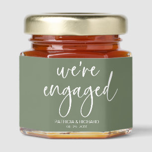 We're Engaged Engagement Party Sage Green Honey Jar Favors
