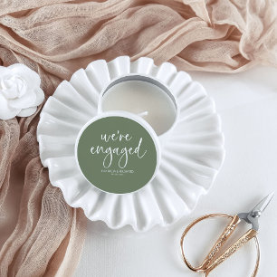 We're Engaged Engagement Party Sage Green Mini Candle Favors