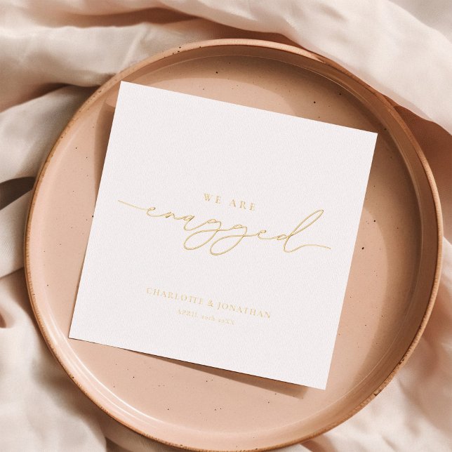 We're Engaged Engagement Party Wedding Foil Napkins (Creator Uploaded)