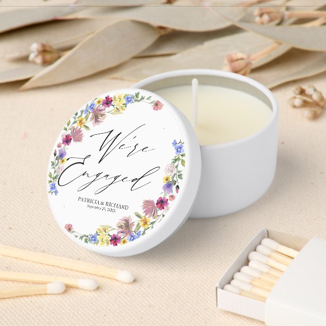 We're Engaged Engagement Party Wildflower Mini Candle Favors (Insitu)