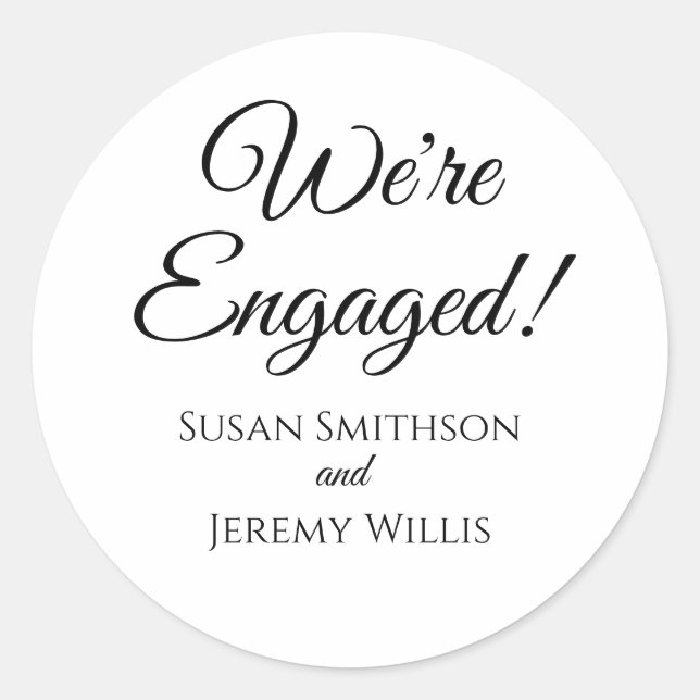 We're Engaged Engagement Stickers Favor Seal (Front)