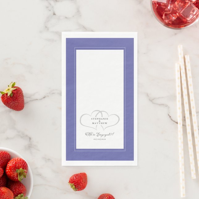 We're Engaged Engagement Wedding Periwinkle Blue Paper Guest Towels (Insitu)