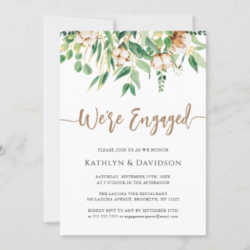 Were Engaged Eucalyptus Floral Simple Engagement Invitation