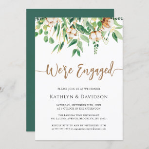 We're Engaged Eucalyptus Modern Engagement Party   Invitation