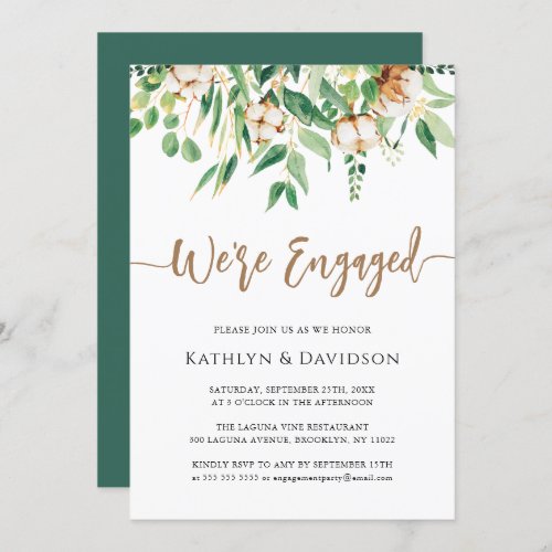 Were Engaged Eucalyptus Modern Engagement Party   Invitation