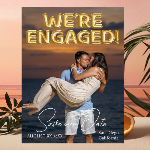 Were Engaged Gold Balloons Photo Save The Date