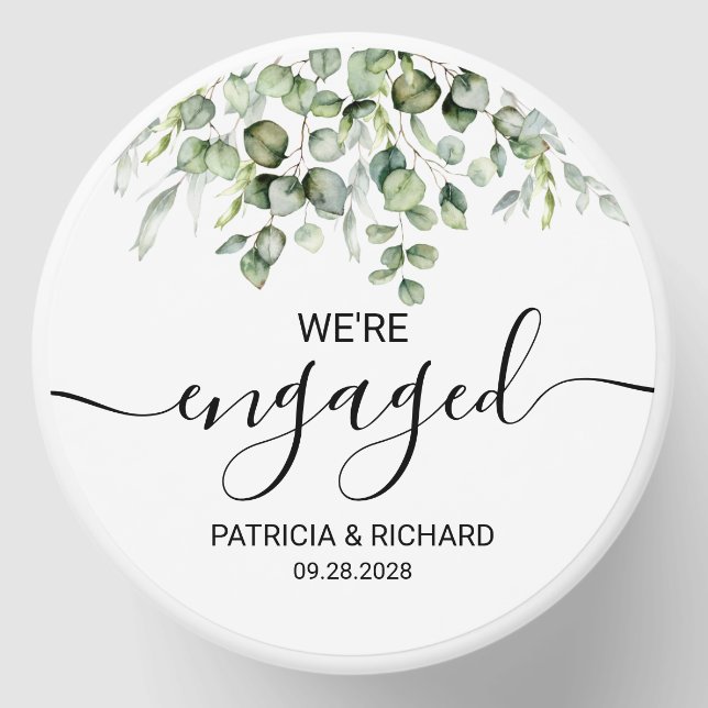 We're Engaged Greenery Engagement Mini Candle Favors (Front)