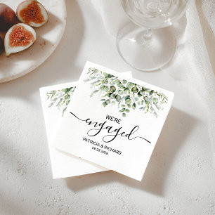 We're Engaged Greenery Engagement Napkins