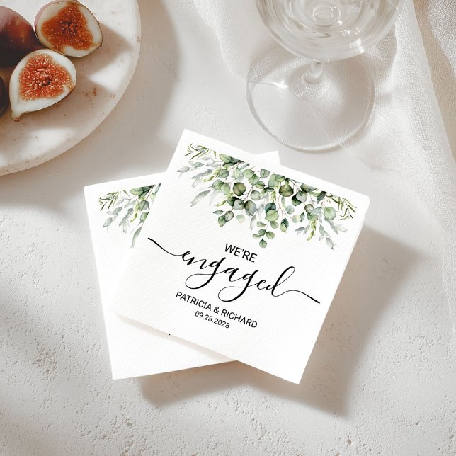 We're Engaged Greenery Engagement Napkins (Creator Uploaded)