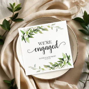 We're Engaged Greenery Engagement Napkins