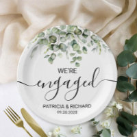 We're Engaged Greenery Engagement Paper Plates
