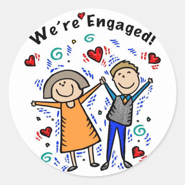 We're Engaged I     Classic Round Sticker (Front)