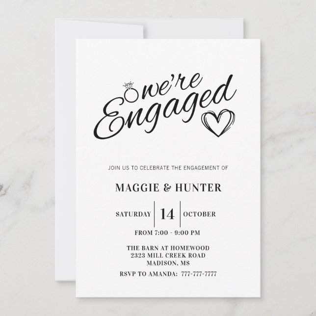 We're Engaged Invitation for Engagement Party (Front)