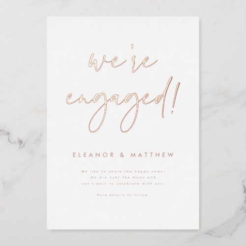 Were Engaged Lettering Photo Engagement Rose Gold Foil Invitation