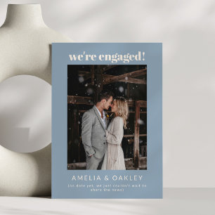 We're Engaged Minimalist Elegant Photo Dusty Blue Announcement