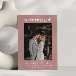 We're Engaged Minimalist Elegant Photo Dusty Rose Announcement