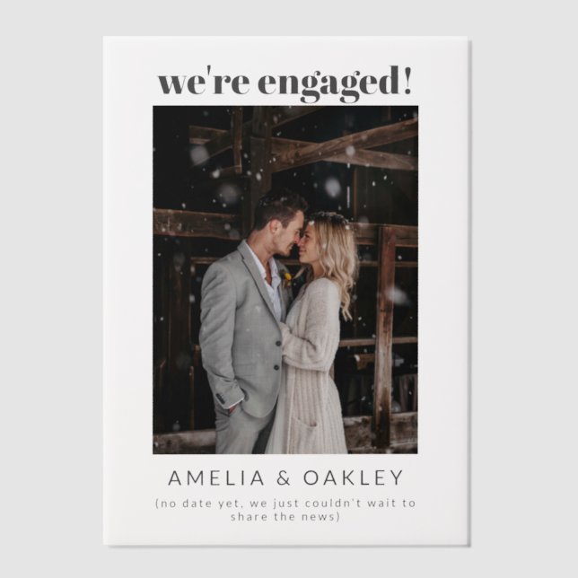 We're Engaged Minimalist Elegant Photo Modern Chic Vellum Invitations (Front)
