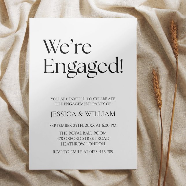 We're Engaged Minimalist Engagement Party Invitation (Creator Uploaded)