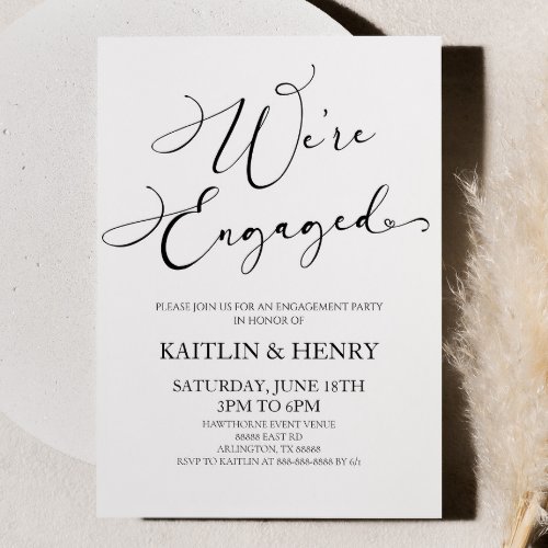 Were Engaged Minimalist Engagement Party Invitation