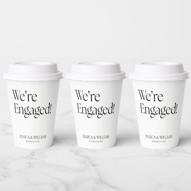 We're Engaged Minimalist Engagement Party Paper Cups (Multi)