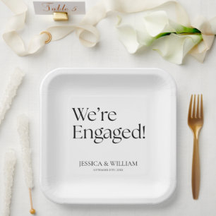 We're Engaged Minimalist Engagement Party Paper Plates