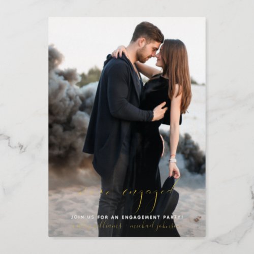 Were Engaged Modern Engagement Party Photo Foil Invitation