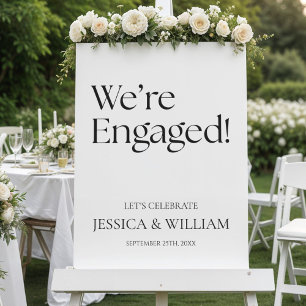 We're Engaged Modern Engagement Party Sign 