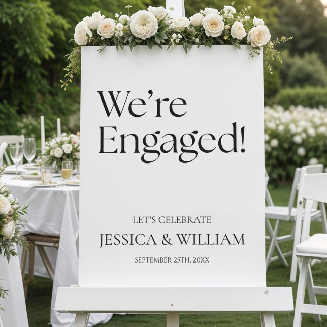 We're Engaged Modern Engagement Party Sign  (Creator Uploaded)
