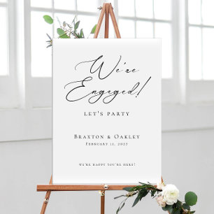 We're Engaged Modern Engagement Party welcome Poster