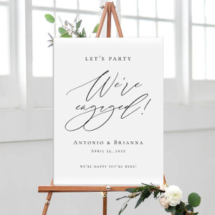 We're Engaged Modern Engagement Party welcome Poster