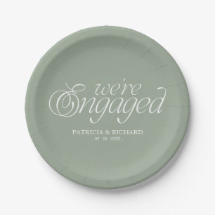 We're Engaged Modern Minimalist Engagement Party Paper Plates