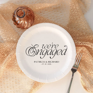 We're Engaged Modern Minimalist Engagement Party Paper Plates