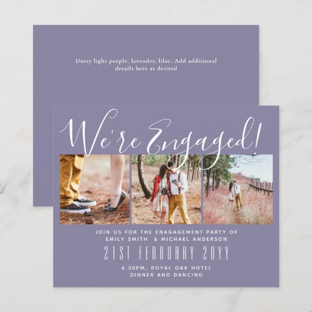 We're Engaged! Modern Photo Collage Invites BUDGET (Front/Back)
