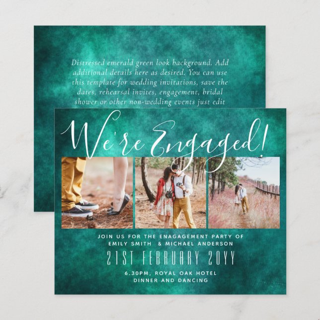 We're Engaged! Modern Photo Collage Invites BUDGET (Front/Back)
