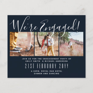 We're Engaged! Modern Photo Collage Invites BUDGET Flyer