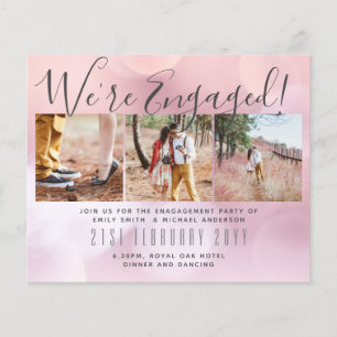 We're Engaged! Modern Photo Collage Invites BUDGET Flyer