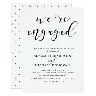 We're Engaged | Modern Romantic Engagement Party Invitation