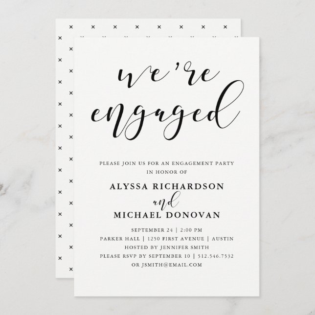 We're Engaged | Modern Romantic Engagement Party Invitation (Front/Back)