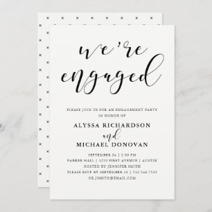 We're Engaged Modern Romantic Engagement Party Invitation