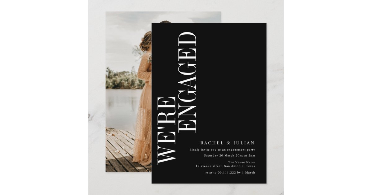Engement Text we're engaged modern text engagement invitation | Zazzle