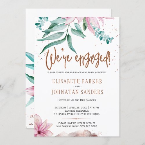 Were engaged modern typography engagement party invitation